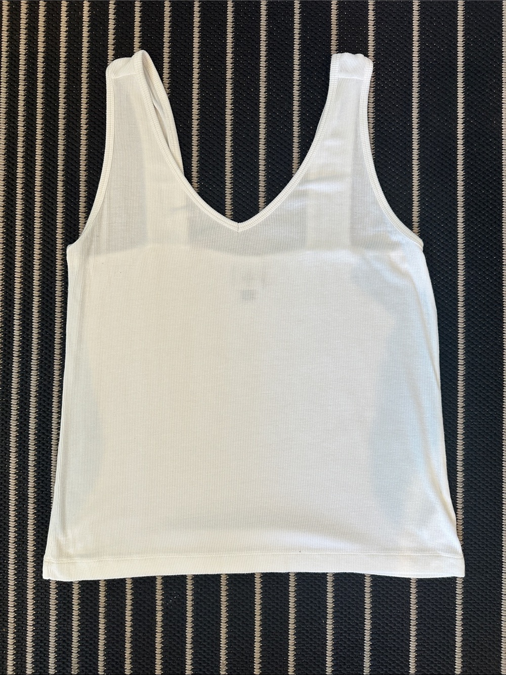 CAbi White Ribbed Scoop Neck Tank